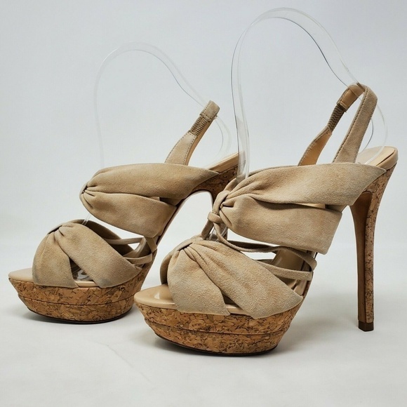 Alexandre Birman Bow Suede Nude Beige Heels - Picture 2 of 10